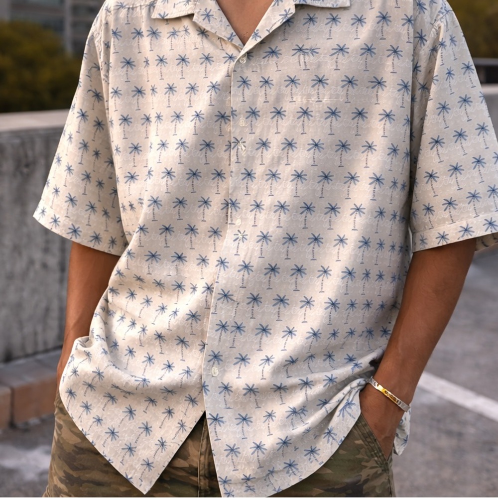 🌴 Y2K FUBU Palm Tree Button-Up Shirt 🌴